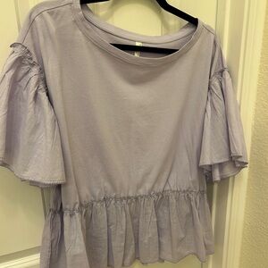 Anthropologie Lavender Ruffle Sleeve Top